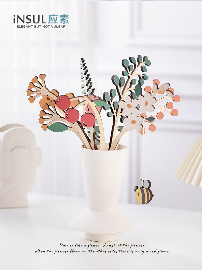 客厅酒店店铺仿真花木质扩香花材