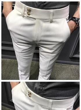 Fabulous Ninth Trousers Slim Fit Men Suit Pants Formal Poe