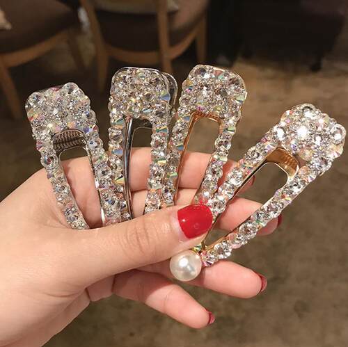 Cute Girls Crystal Pearl Hair Clips Bobby Pin Barrette Hairp