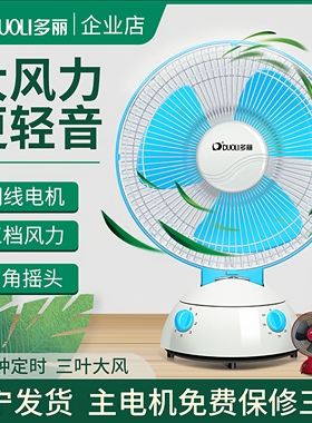 多丽电风扇家用台式小型台扇左右摇头大风力定时双电机儿童FT2-25