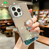 适用苹果16promax手机壳13女iPhone15promax镜子镜面17网红14指环支架12防摔14pro潮牌15个性 女补妆神器13pro