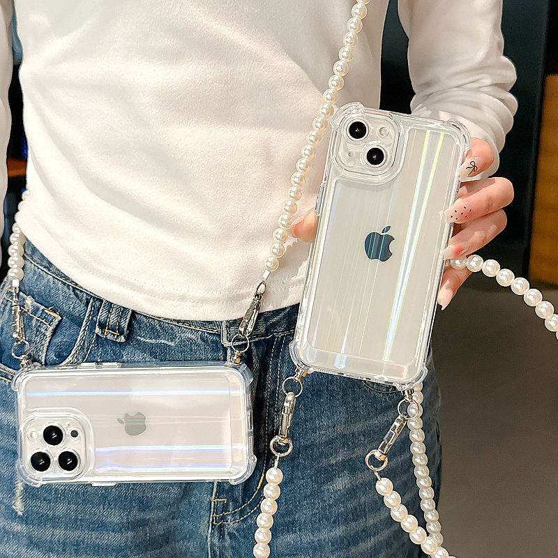 iPhone16promax手机壳13苹果15promax斜挎背带珍珠14透明12少女11链条15挂绳16气囊防摔14pro保护套13pro适用