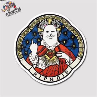 RIPNDIP中指猫贴纸猫贴纸 行李箱笔记本贴纸 防水不留胶贴纸