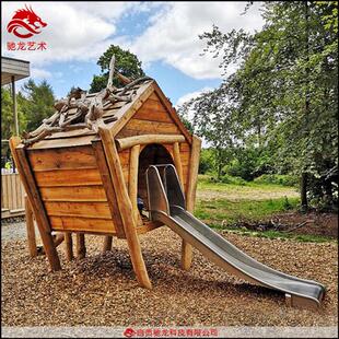无动力乐园木质游乐设备户外木船游乐攀爬装置木质海盗船定制厂家