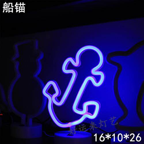 LED霓虹灯火烈鸟圣诞树雪人独角兽爱心造型灯带底座小夜灯USB双用