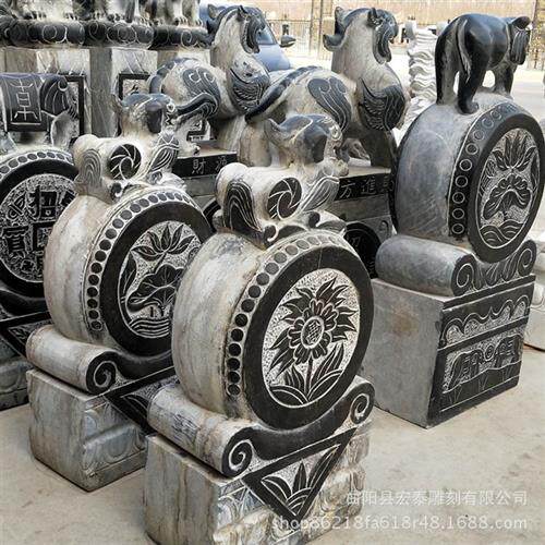 石雕门墩庭院别墅门口石枕抱鼓石景观摆件仿古门墩石青石雕刻