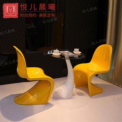 玻璃钢潘东椅休闲椅弧形靠背椅餐厅咖啡店座椅时尚居家设计师椅子