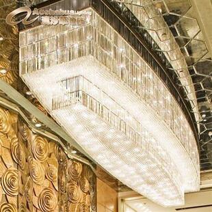 酒店大堂工程水晶吊灯售楼部沙盘工程灯别墅商场创意玻璃灯具