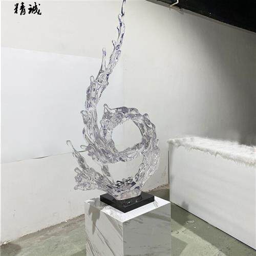 树脂透明树脂抽象浪花雕塑玄关酒店大堂轻奢艺术摆件轻奢风大型