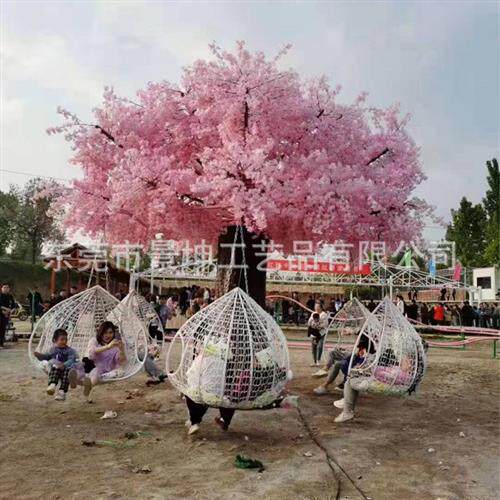 仿真大型樱花树网红吊篮桃花树情人节酒店商场装饰源头工厂直供
