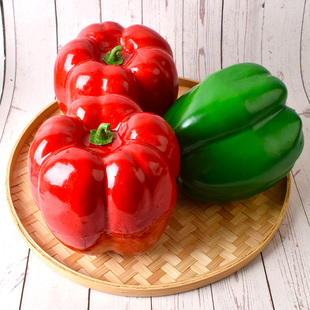 仿真彩椒青红椒塑料假红辣椒蔬菜模型样板间装饰蔬果摆件拍照道具