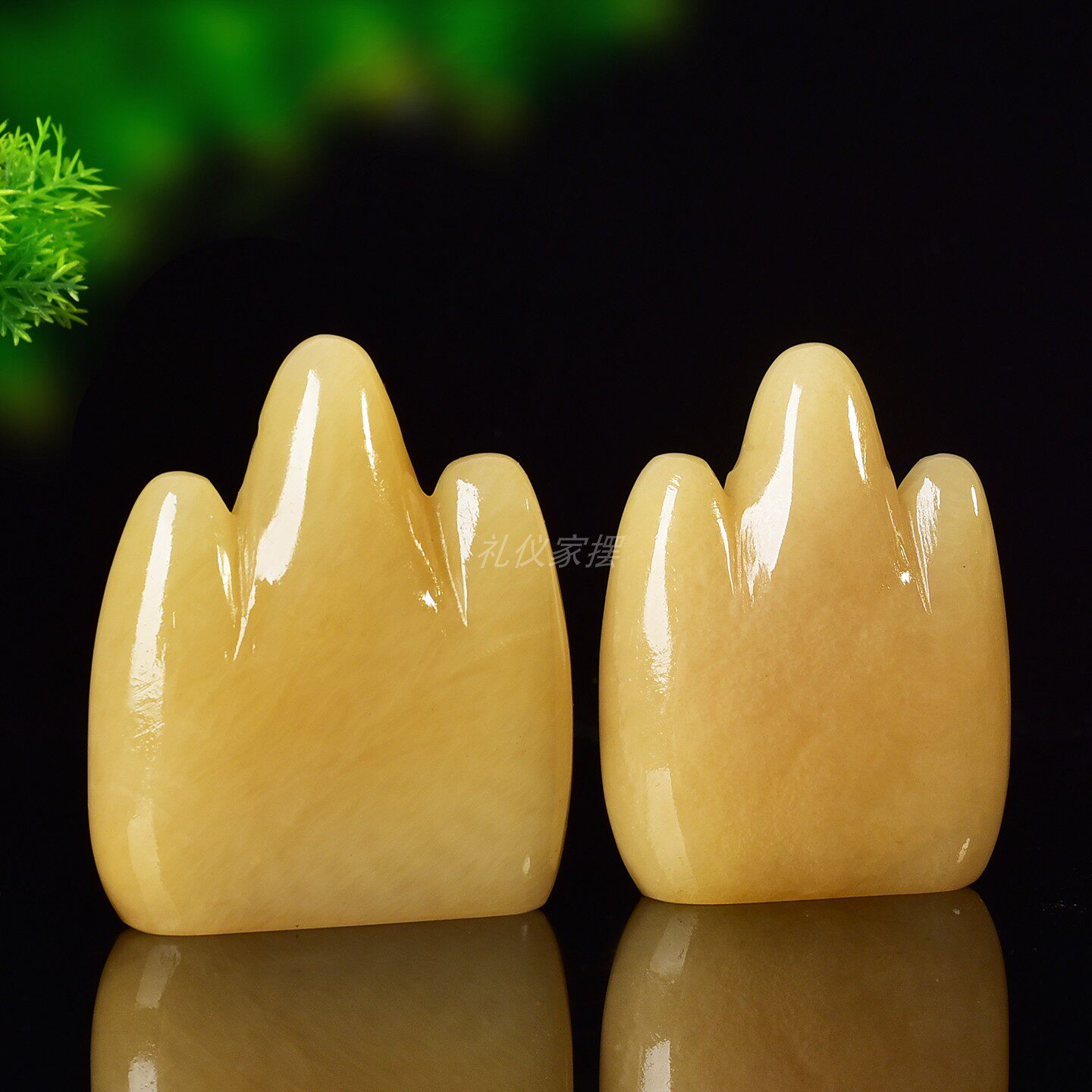 天然米黄玉山肥山形玉石石敢当山肥人富补角靠山摆件支持刻字定制图片