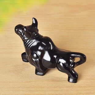 天然黑耀玉石牛摆件客厅书桌生肖牛摆件旺市牛玄关财位摆送礼玉牛