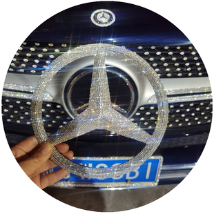 适用于镶钻奔驰内饰方向盘出风口门把手外圈水钻车标装饰车贴钻石