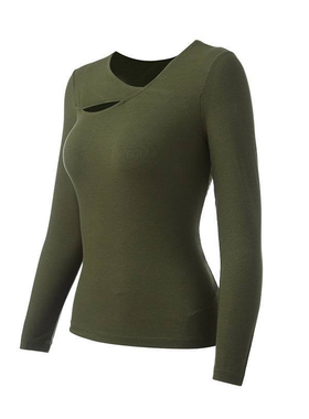 曼妮芬专柜正品秋季长袖百搭性感女士修身显瘦打底衫T恤20210518