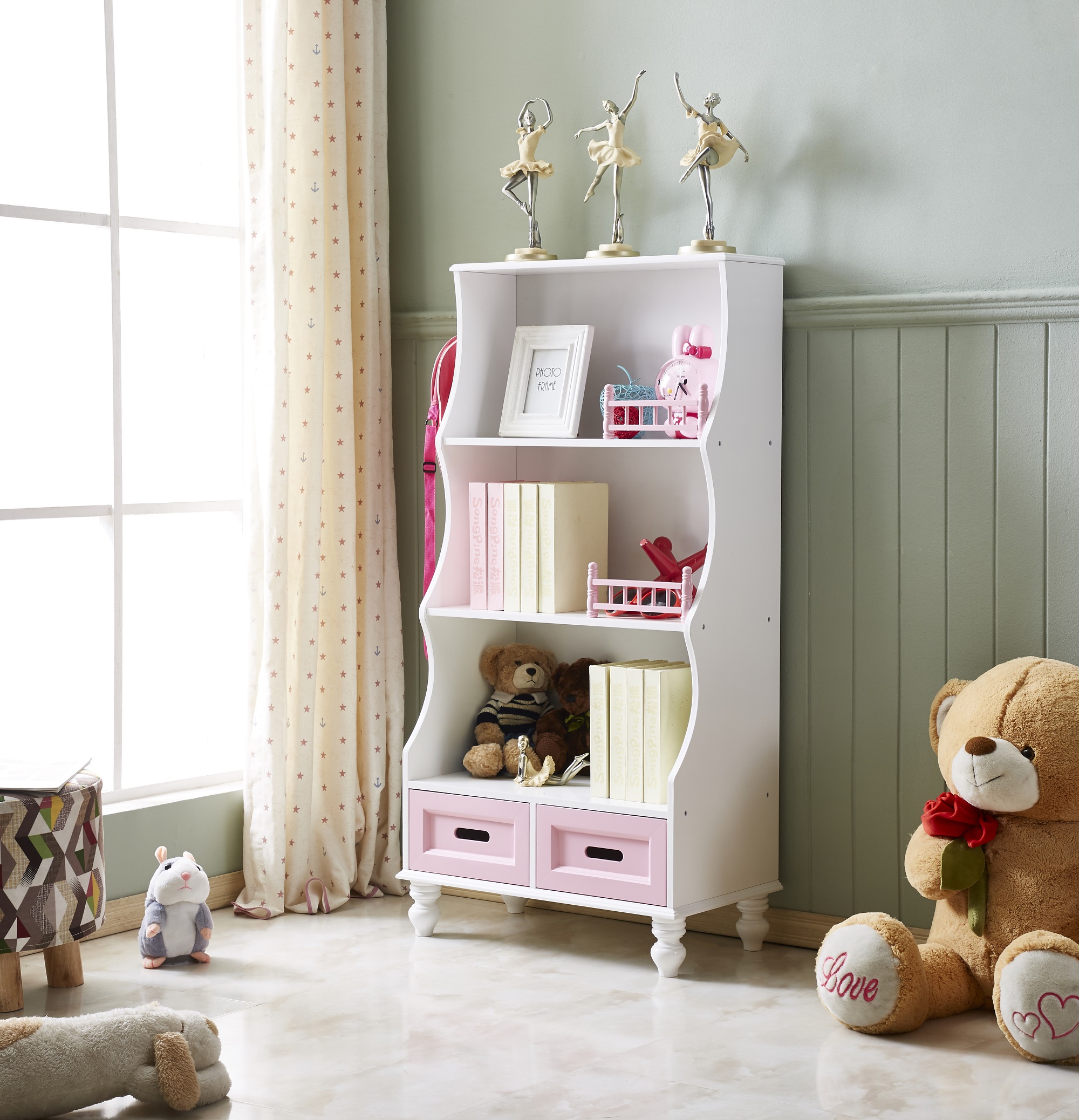 工厂发货一件代发儿童家具北欧书架收纳柜置物架书柜儿童书架玩具