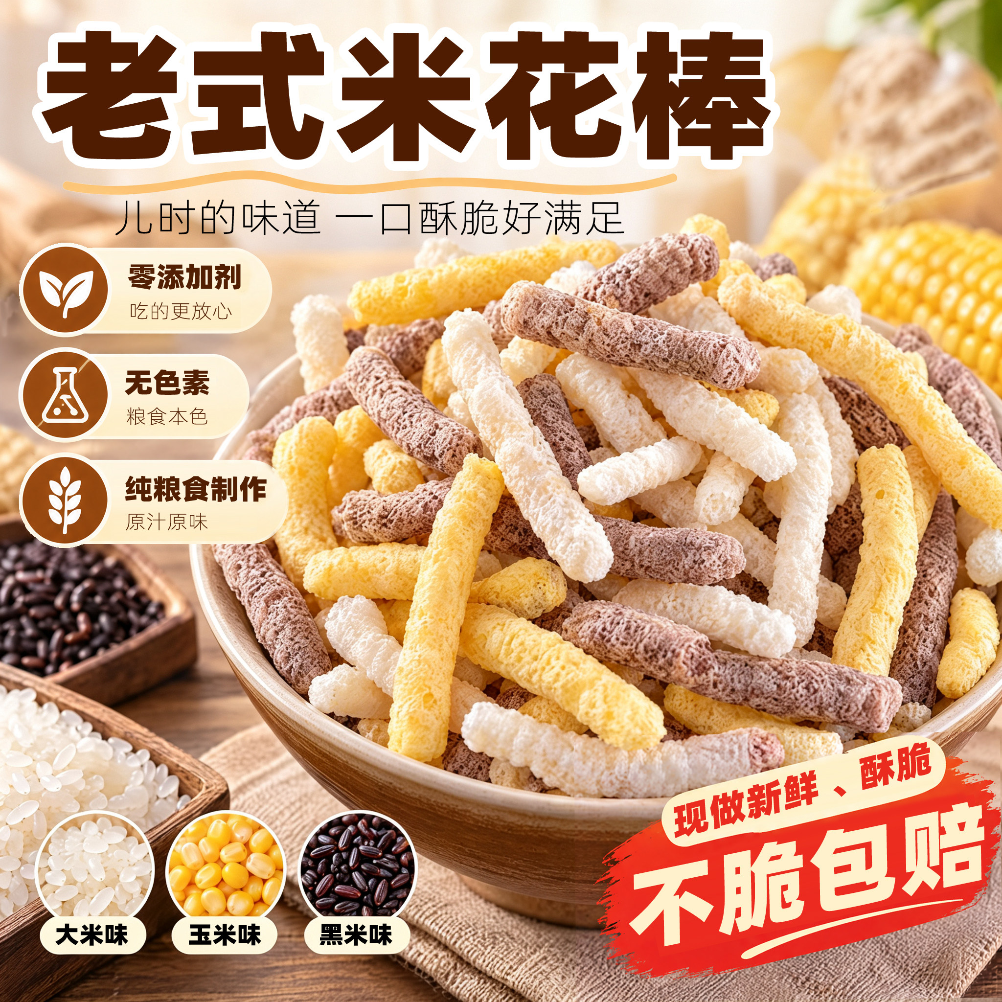 老式玉米花香酥零食传统爆米花