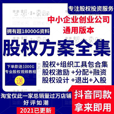 公司企业股权激励分配融资退出架构设计方案初创合伙公司入股转让