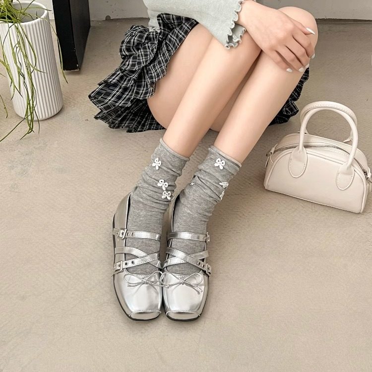 猪鼻子内增高蝴蝶结单鞋女2025春秋外穿复古一字带玛丽珍芭蕾舞鞋,女鞋,浅口单鞋,淘宝优惠券,粉丝福利购,淘宝优惠卷