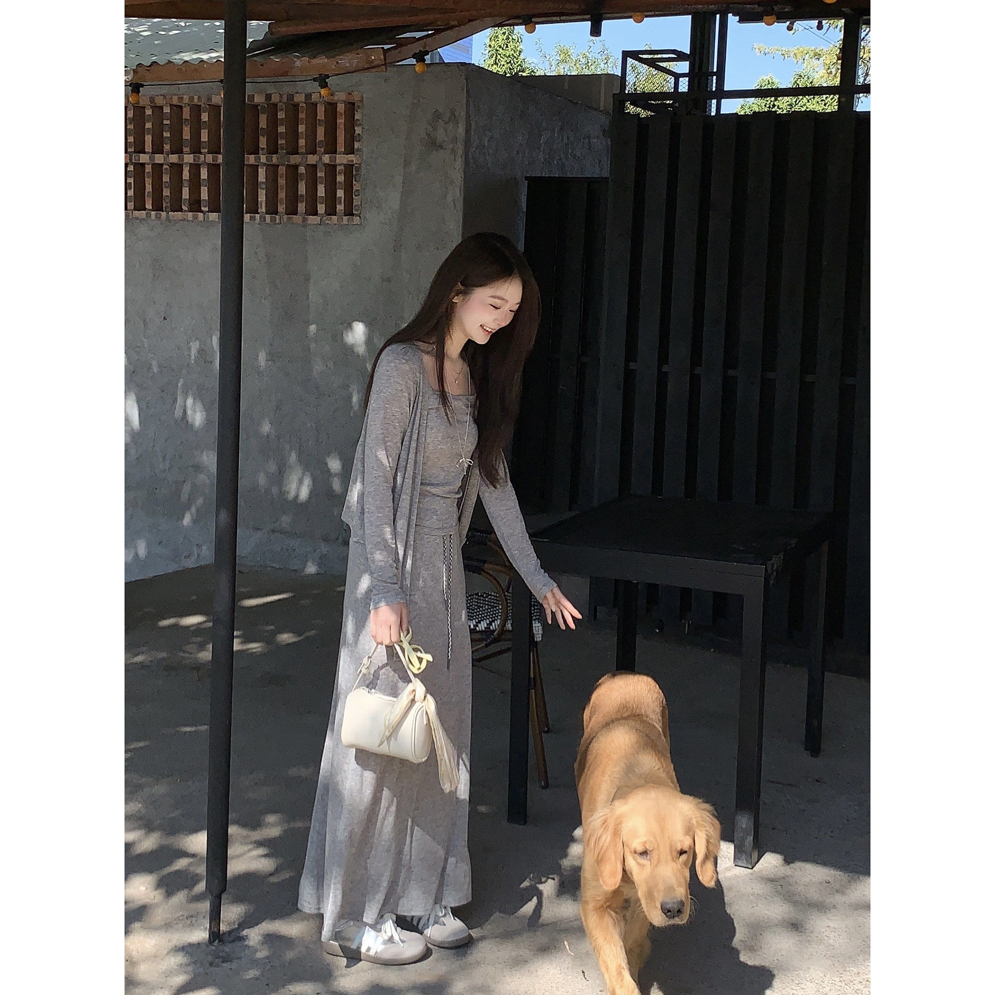 切糕自制小个子春季新款灰色套装女设计感背心半身裙气质高级裙子