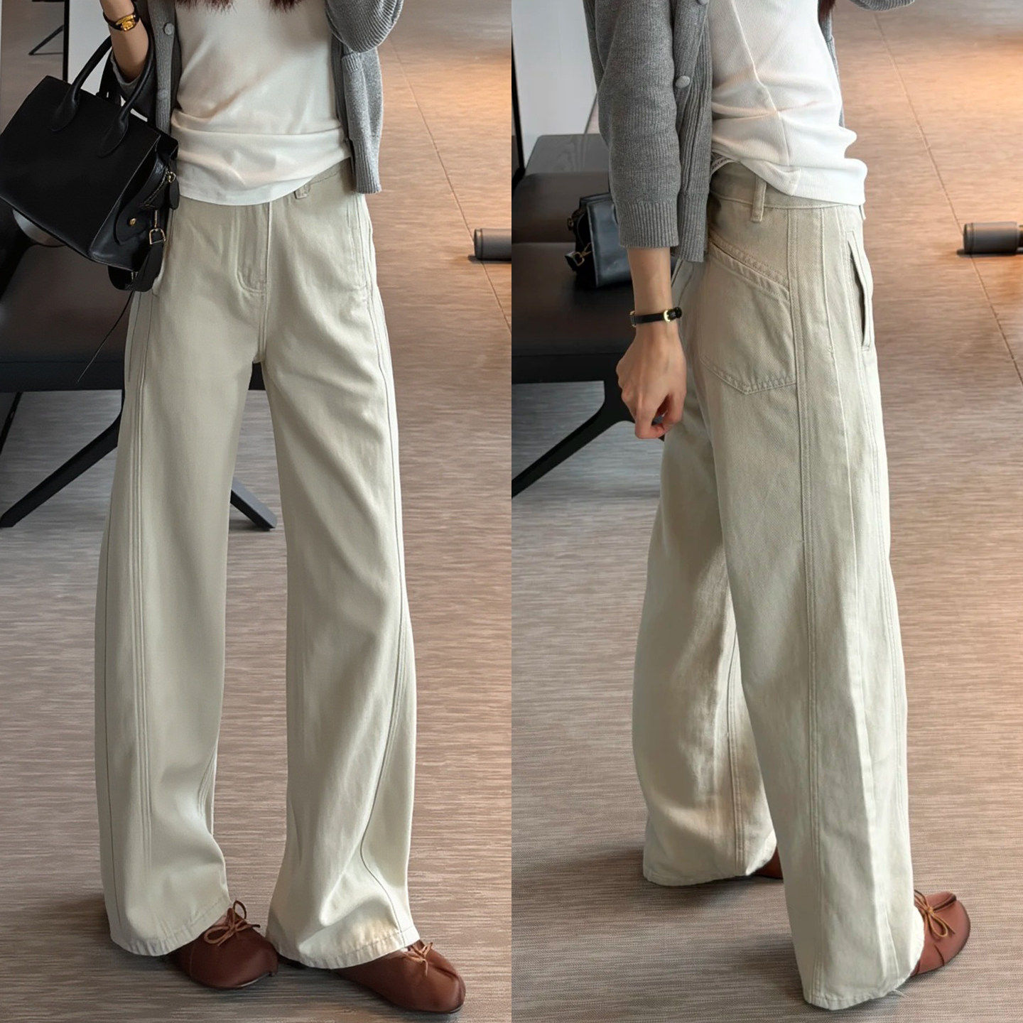 浅色牛仔裤2026新款女梨型身材窄版直筒裤大码胖mm显瘦阔腿弯刀裤