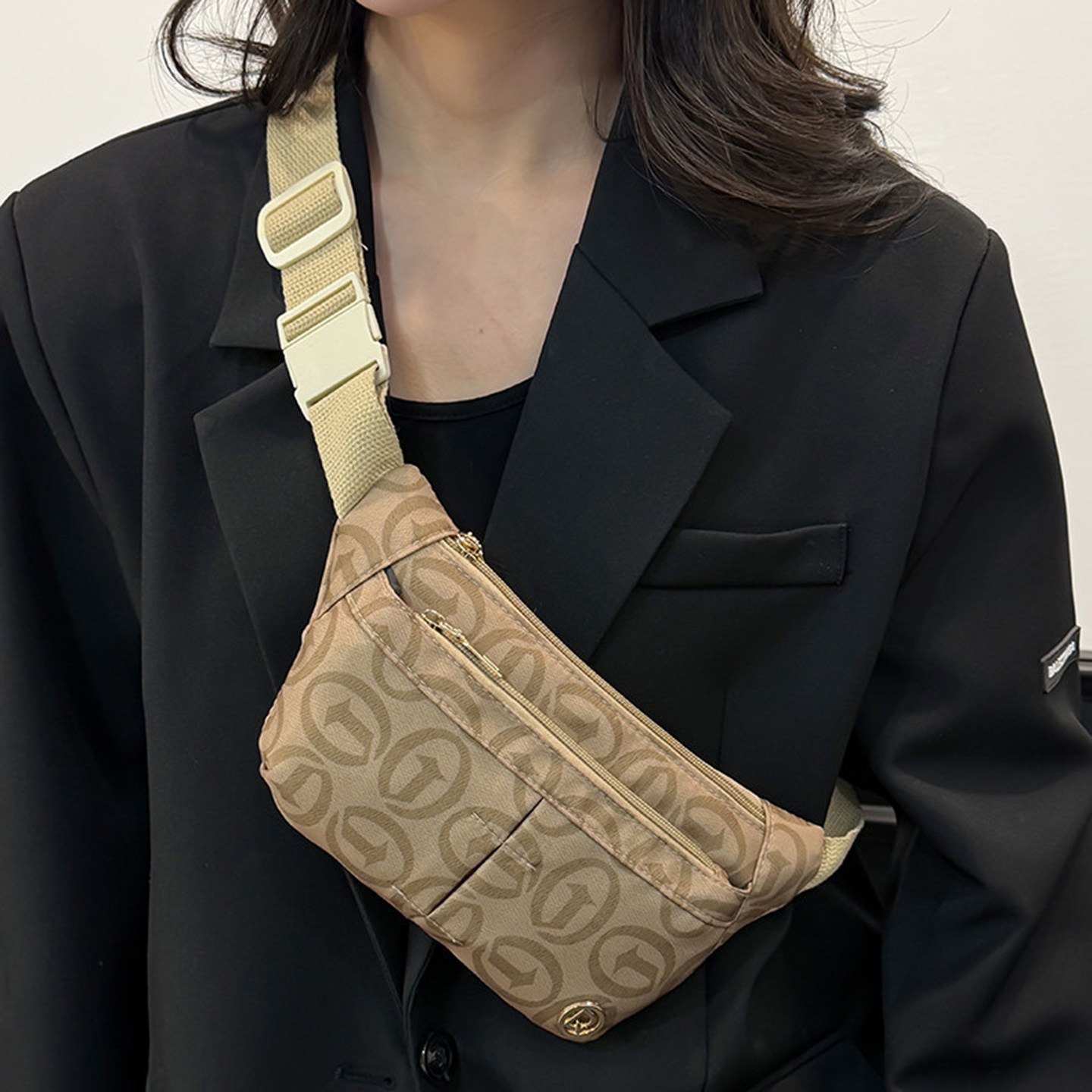 老花印花女战术大容量斜挎腰包