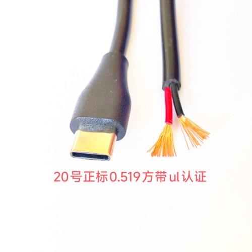 Type-C公头母头全铜2芯C口快充线