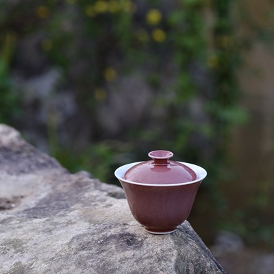 霁月堂豇豆红盖碗