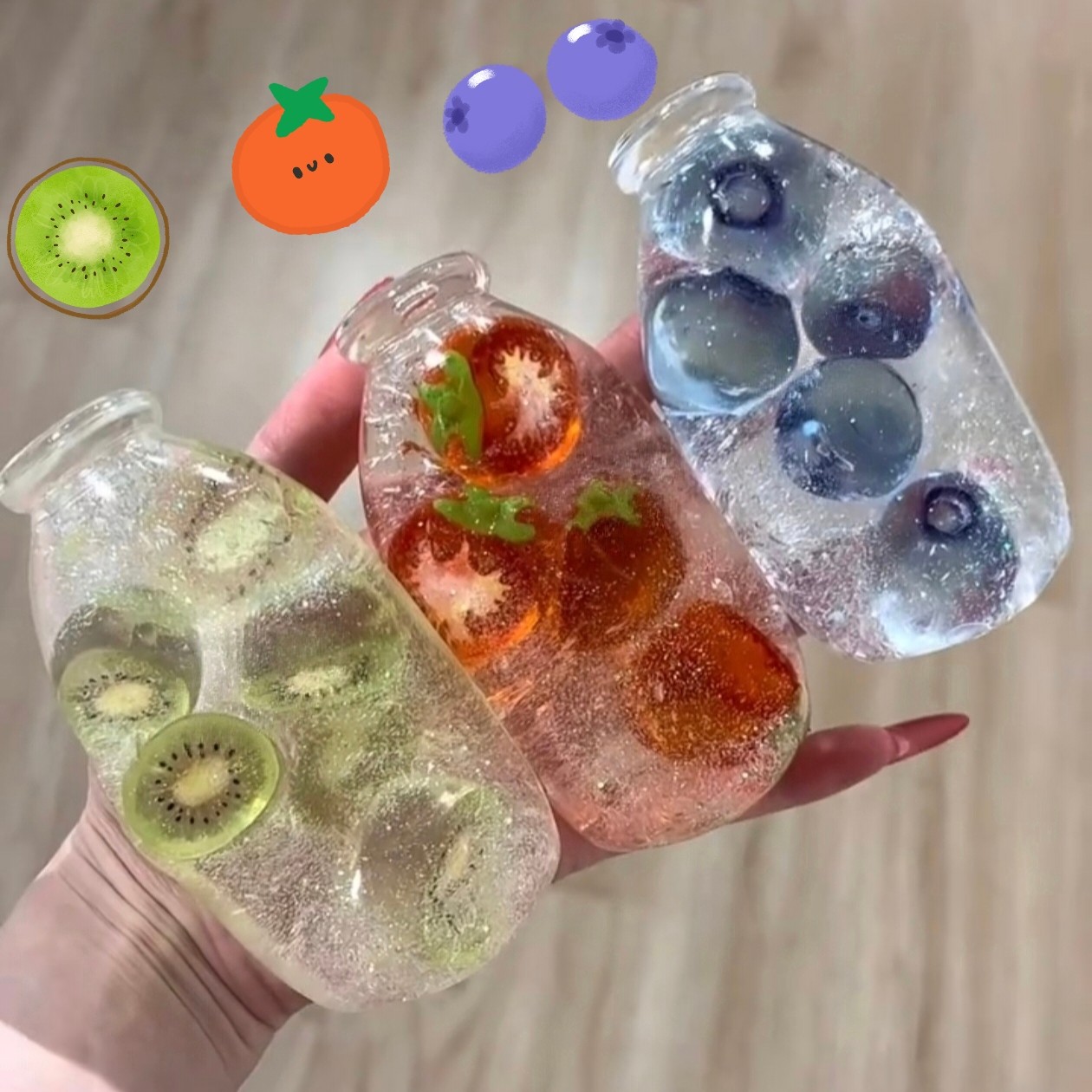 新品水果瓶子手作球系列胶感可回弹捏捏纯手工diy解压儿童礼物图片