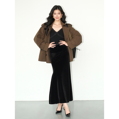 时尚显高显瘦丝绒半身裙