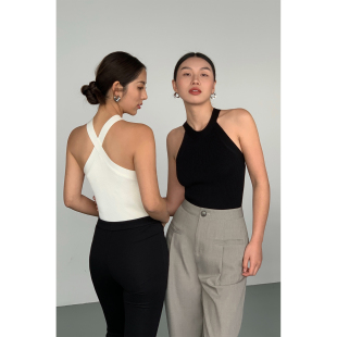 修身 NEVA 新款 白色挂脖背心女外穿2025夏季 内搭露背吊带上衣