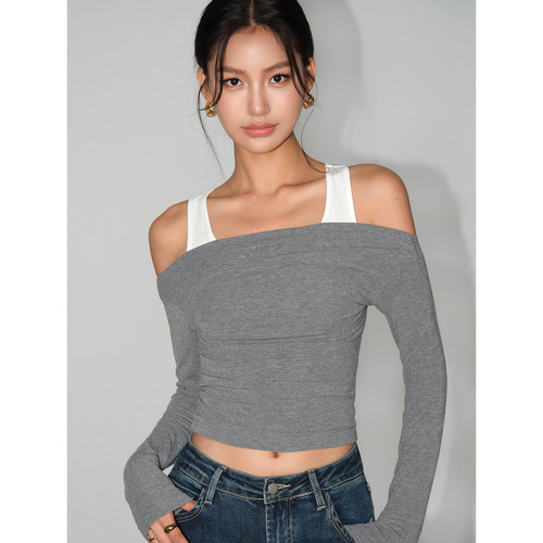 设计感小众修身打底针织T恤