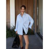 HU经典 韩版 长袖 女通勤宽松新款 百搭衬衣设计感BF衬衣 衬衫 NEVA