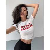 新款 高腰短款 NEVA 露脐字母短袖 t恤女夏季 修身 显瘦bm上衣