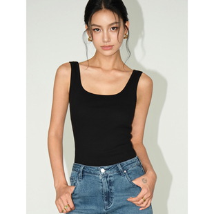 NEVA HU 长期衣橱 U型领针织吊带背心女夏季外穿基础内搭无袖上衣