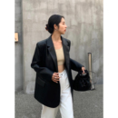 PU皮高级感炸街宽松休闲西服 皮衣外套女2025新款 NEVA HU黑色西装