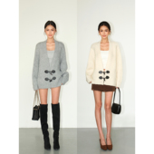 限时7.5折 天生松弛 NEVA 牛角扣针织开衫 女软糯毛衣外套