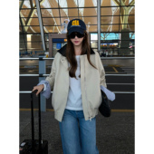 NEVA 外套女夹棉复古廓形夹克 巴恩风撞色翻领工装 现货7折