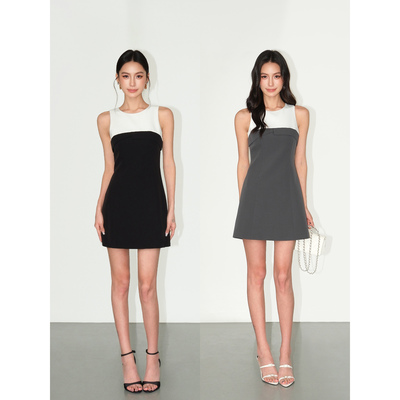 NEVAHU高级感撞色背心连衣裙