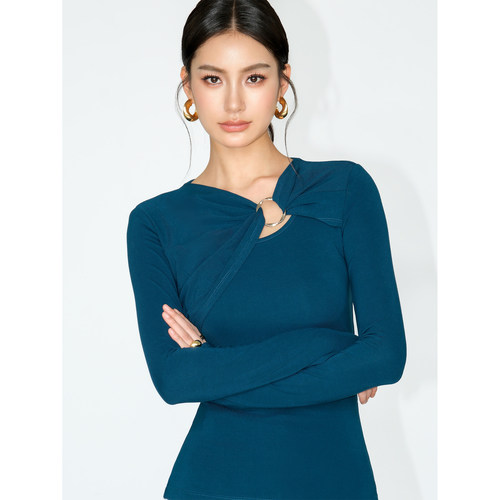 黑色圆环设计感小众打底衫女