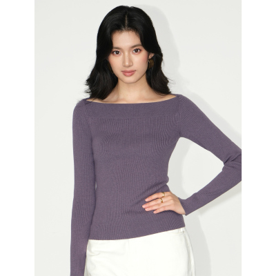 一字领毛针织衫慵懒显瘦上衣