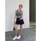 高腰显瘦百搭阔腿五分裤 黑色西装 女宽松春夏新款 短裤 NEVA