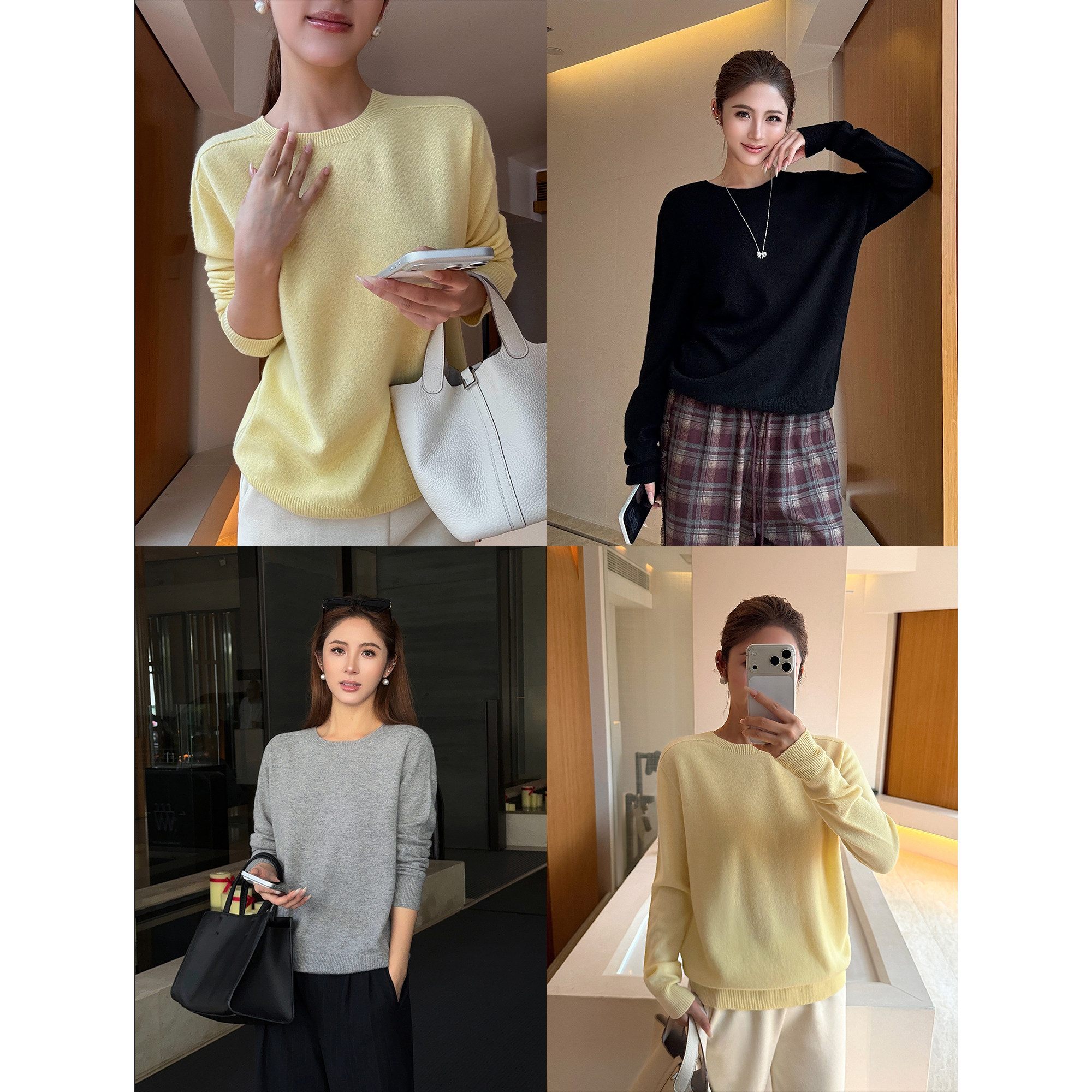 NEVA HU 甄选1OO羊毛丨经典圆领针织衫女宽松休闲气质打底上衣,女装/女士精品,毛针织衫,淘宝优惠券,粉丝福利购,淘宝优惠卷