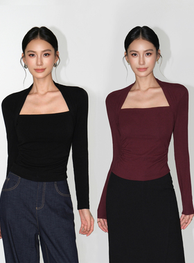 NEVA HU 摩登女郎 气质假两件针织衫女小众修身显瘦打底内搭上衣