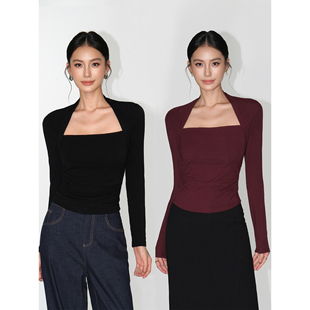 NEVA HU 摩登女郎 气质假两件针织衫女小众修身显瘦打底内搭上衣