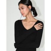 冬日焦点 气质V领麻花针织衫 NEVA 女简约修身 显瘦套头打底上衣