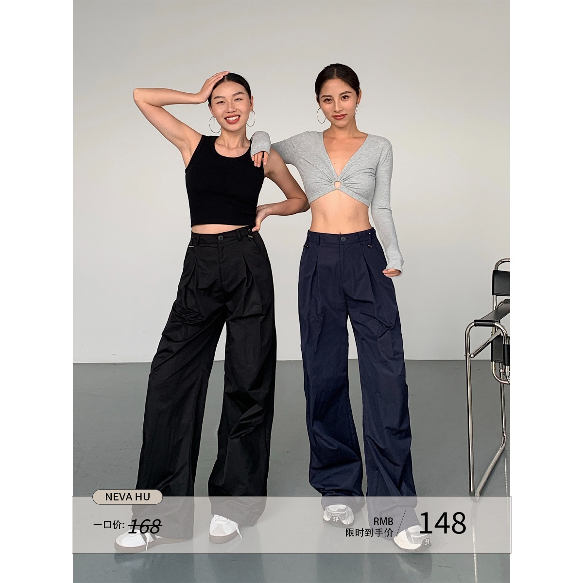 美式工装裤阔腿休闲裤女长裤