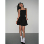 新款 NEVA HU黑色吊带连衣裙女夏季 气质小黑裙高级感背心裙短裙