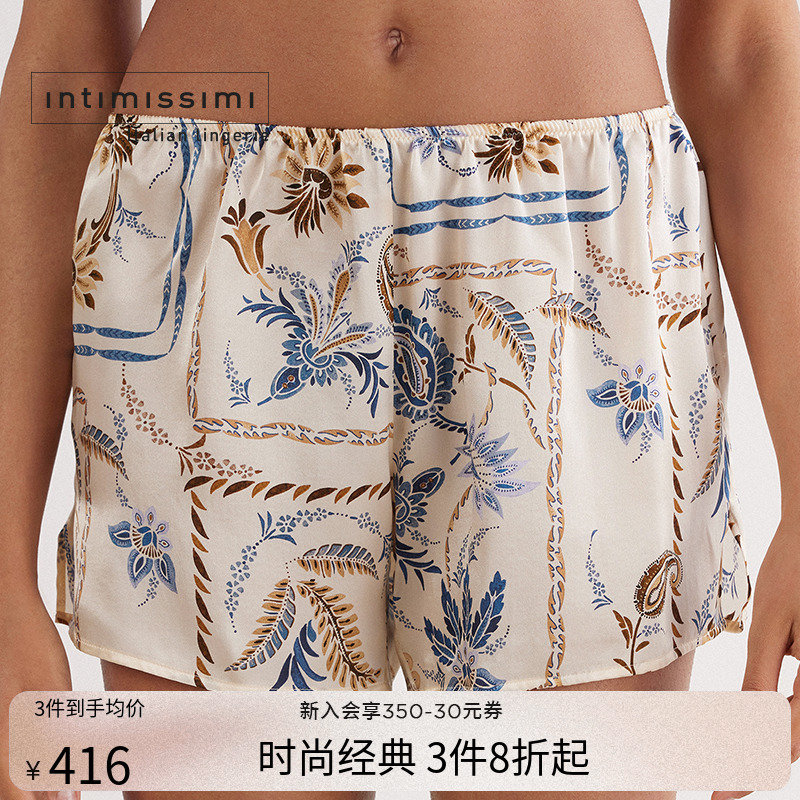 时尚复古印花短裤家居睡裤