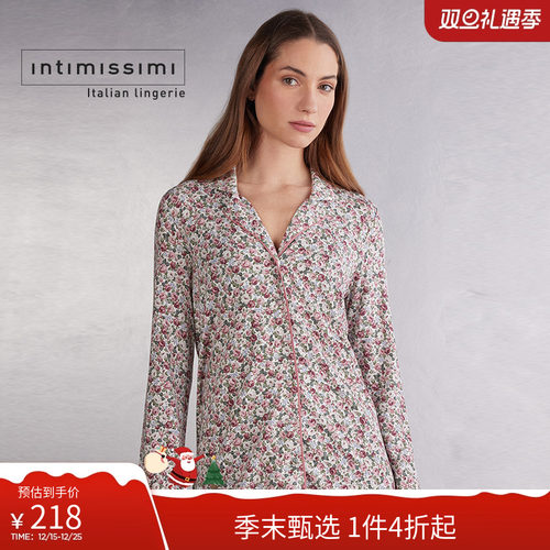 Intimissimi意舒漫清新碎花莫代尔翻领长袖睡衣CL2568A